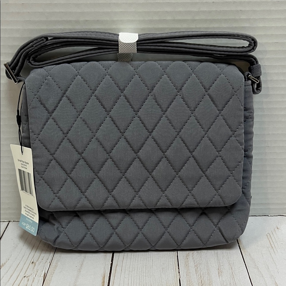 Vera Bradley small flap hipster bag. Magnetic closure.Gray quilted.Crossbody NWT